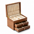 Warm Walnut Wood 3-Tier Jewelry Organizer