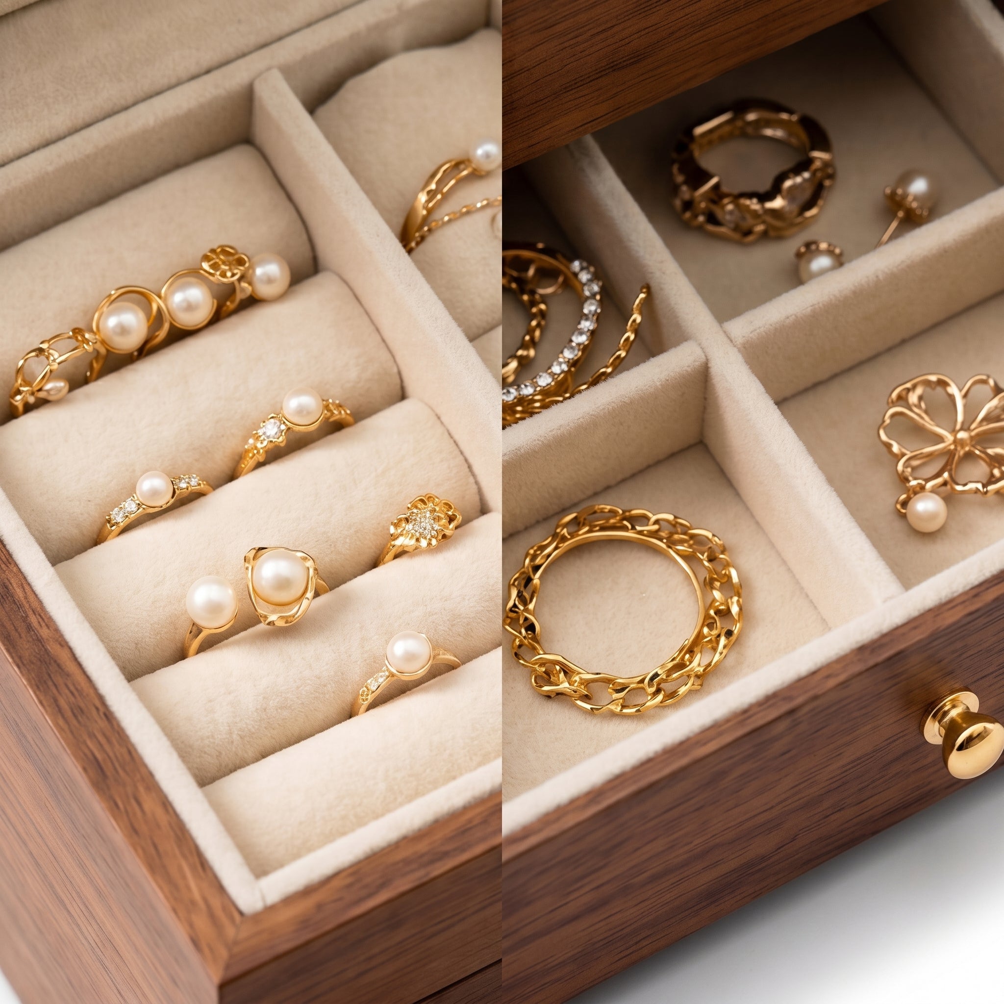 Warm Walnut Wood 3-Tier Jewelry Organizer