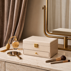 Cream 2-Tier Glass Top Jewelry Organizer