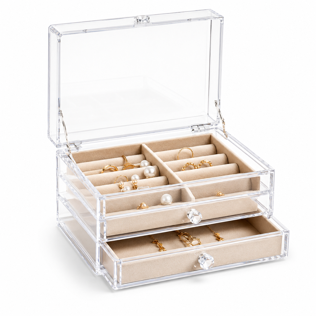 Clear Acrylic 3-Tier Jewelry Organizer