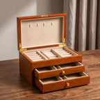 Classic Mahogany Wood 3-Tier Jewelry Organizer