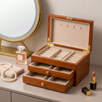 Classic Mahogany Wood 3-Tier Jewelry Organizer