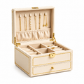 Elegant Cream and Gold Chain 2-Tier Jewelry Organizer