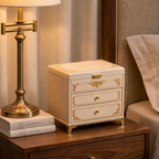 Ornate Cream and Gold Vintage-Style Jewelry Armoire
